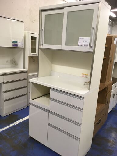 ★リユースのサカイ横浜南店★YM1389 パモウナ レンジボード ホワイト W90×D50×H203 クリーニング済み