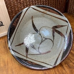 【十四代 中里太郎右衛門】配送可能　絵唐津 額皿 共箱付 唐津焼 茶道具 懐石道具 陶歴付 骨董 アンティークの画像
