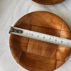 木製　お盆　トレイ　市松模様　チェック柄　小皿セットの画像