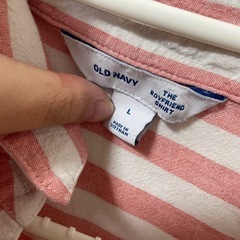 OLD NAVY THE BOYFRIEND SHIRT L 赤白ストライプの画像