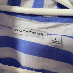 NOTATIONS 青白ストライプ 長袖シャツ Lの画像