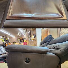 ニトリ NITORI 3人用 電動リクライニング ソファ レザー ブラック ■横幅208cm×奥行97cm×高さ95cm ■近隣配送無料 買取帝国 朝霞店の画像