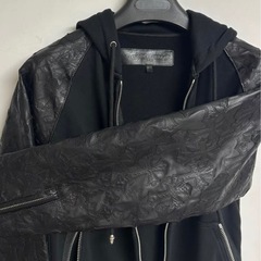  CHROME HEARTS(クロムハーツ)LETTERMAN STAR レターマン クロスボール レザー パッチブルゾンジャケット ブラックの画像