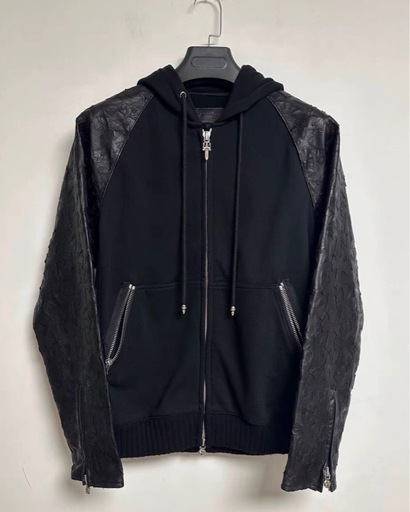 CHROME HEARTS(クロムハーツ)LETTERMAN STAR レターマン クロスボール レザー パッチブルゾンジャケット ブラック