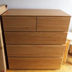 ◆ニトリ◆木製4段チェスト　ロータイプ　収納　タンス　USED