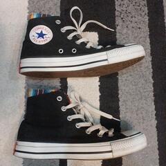 CONVERSEハイカットスニーカー ストライプ柄　24cmの画像