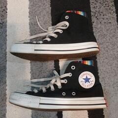 CONVERSEハイカットスニーカー ストライプ柄　24cmの画像