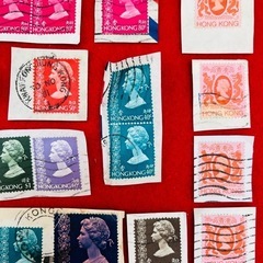 香港切手 海外切手 外国切手 ヴィンテージ イギリス領 使用済切手　消印有 レトロ エリザベス女王 の画像