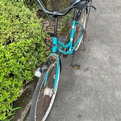 自転車　No.422　水色　26インチ　シティサイクル　※フォーク歪みあり　【リサイクルショップどりーむ天保山店】の画像