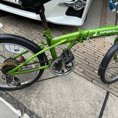 折りたたみ自転車　グリーンの画像