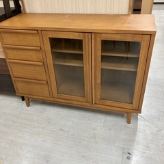 キャビネット　2枚扉　4段　ナチュラル【トレファク堺福田店】の画像