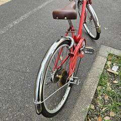 リサイクルショップどりーむ荒田店 No459　自転車　シティサイクル　22インチ　レッド　エコチャリNo22102Uの画像