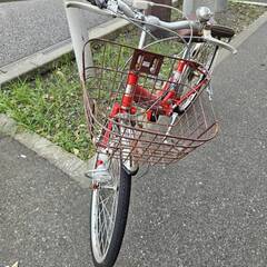 リサイクルショップどりーむ荒田店 No459　自転車　シティサイクル　22インチ　レッド　エコチャリNo22102Uの画像