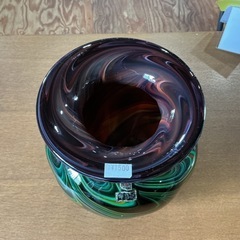 オシャレ🌷花瓶💐生花花挿し花器ガラス製陶器製レトロ当時物ビンテージインテリアマーブルフラワーベース緑•茶色の画像