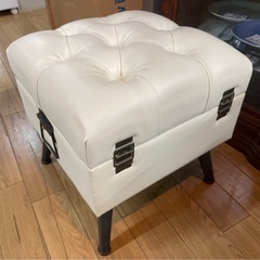 収納付きスツールBOX ホワイト 中古の画像