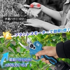 電動剪定バサミ 21V切断径30mmのコードレス充電式定バサミ 【2000mAh大容量バッテリー 2個付き】 切断回数と残量表示ディスプレーブラシレスモーター搭載の画像