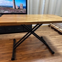 天然木使用 北欧スタイル 昇降式テーブル 定価¥35800の画像