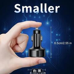 新品未使用新アップグレード版6-in-1高速充電カーアダプター、3.1A対応デュアルType-C付き、スマートフォン・タブレット・パワーバンク用デジタルディスプレイ、スタイリッシュなブラックカープラグデザインの画像