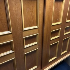 昭和レトロ 窓枠型扉5段 木製下駄箱 シューズラック サイドボード 古家具の画像