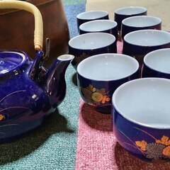 相模原 茶器 鎌倉彫 福 急須 ティーポット 湯呑 湯飲み 湯のみ 茶の湯道具 お茶呑茶碗の画像