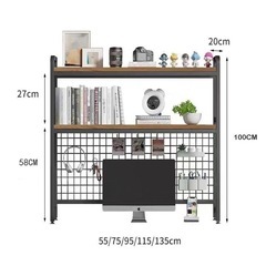 【新品】デスク上置棚 本棚 机上ラック デスクラック トップ アンティーク　くるみ色　ラック 木製ラック オープンラックの画像