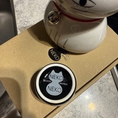 小倉陶器猫型徳利と水玉カップセットの画像