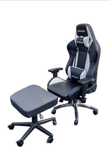 ゲーミングチェア AKR-PREMIUM/LOW-SILVER オットマン付き！