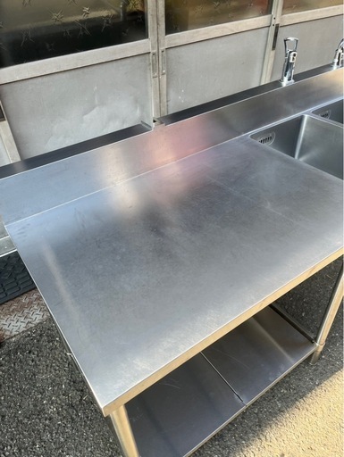 特注品 業務用 2槽シンク 混合水栓 ２口蛇口付き 幅1800×奥750×高さ850(mm) 二層シンク 二層 2層 二槽 店舗 厨房