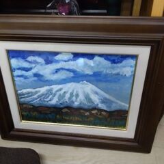 極上美品　超超激安　大通り虹画堂の額縁　岩手山　油絵　直筆　絵画の画像