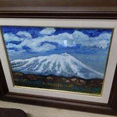 極上美品　超超激安　大通り虹画堂の額縁　岩手山　油絵　直筆　絵画の画像