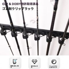 未使用 壁掛け 縦型ロッドスタンド 釣竿 収納ラック 6本収納 ゴムバンド式 釣具整理の画像