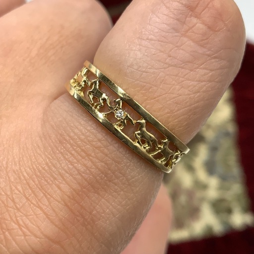 K18 馬　ダイヤリング　4.8g 約20.5号　 0.01ct