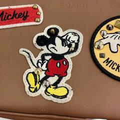 186000 現状品 COACH コーチ ディズニーコラボバッグ　ミッキー　ワッペン　パッチワーク スタッズ A1777-F59532  ブラウン　キャメル/レザー レディース [1000025372396]の画像