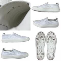 186005 JIMMY CHOO ジミーチュウ スニーカー スリッポン ホワイト 24cm 星 スター 箱入り レザー [1000027753445]の画像