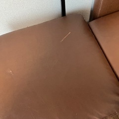 ソファ 3人掛け ブラウン 合皮の画像