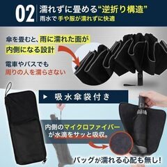折りたたみ傘【2025最新・逆折り式・吸水傘袋付き】自動開閉 軽量 超大サイズの画像
