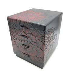 stp-3347　鎌倉彫　ミニチェスト　4段　卓上　小物入れ　引...