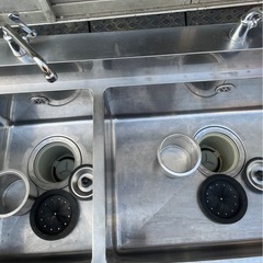 業務用 2口蛇口付き 二槽シンク 幅1200×奥600×高さ800+100(mm) バックガード付き 2槽シンク 二層シンク 二層 2層 厨房機器 店舗 大阪の画像