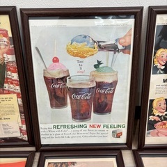 美品 アメリカン雑貨 ヴィンテージ LIFE ライフ雑誌広告額装7個セット食品系検）アンティーク雑貨ミッドセンチュリーレトロポスターの画像
