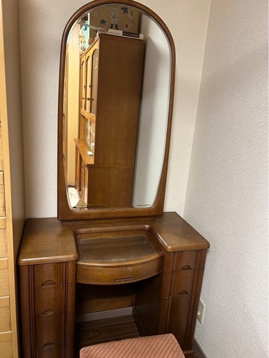 ドレッサー 鏡台 隠し収納有 椅子つき