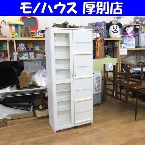 本棚 幅79×奥45×高181 収納家具 ホワイト 白 棚 ブックシェルフ キャビネット 多目的棚 札幌市厚別区 厚別店