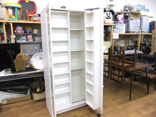 本棚 幅79×奥45×高181 収納家具 ホワイト 白 棚 ブックシェルフ キャビネット 多目的棚 札幌市厚別区 厚別店