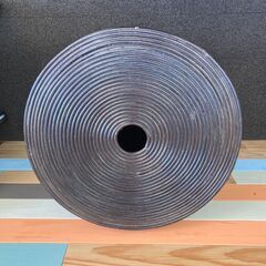 店頭引き渡し 中古 ラタン 籐 ラウンドバスケット 物入れ カゴ 蓋つき の画像