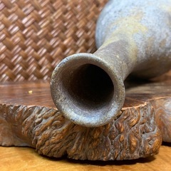 【備前焼】配送可能　金重陶弘作 花入 花瓶 木箱付 七十七代 金重窯 名工 窯印あり 茶道具 華道具 花器 骨董品 古玩 アンティーク の画像