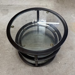 丸型ガラス4段テーブル　ラウンドテーブル　ミッドセンチュリー　おしゃれ　インテリアの画像