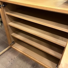 【武蔵小山店】MUJI 無印良品 木製キャビネット ガラス扉 オーク材突板 収納 の画像