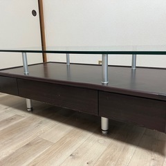 【ニトリ】ガラスセンターテーブル（引き出し3杯付き）の画像