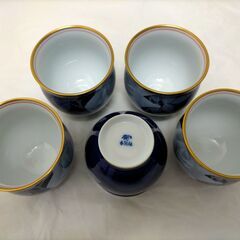 香蘭社　瑠璃薔薇　茶器セット　急須　湯呑み✕５点　計６点　250828-4Tの画像