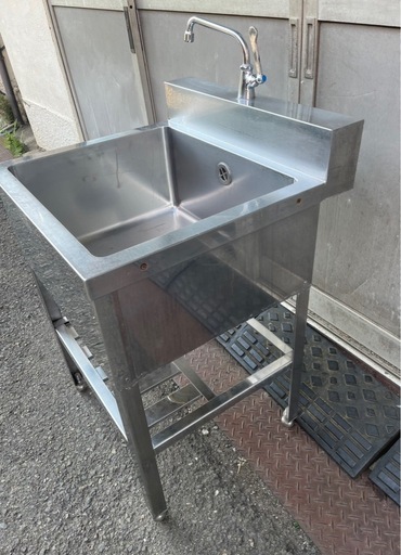 業務用 1槽シンク 蛇口付き 幅600×奥600×高さ800+BG100(mm) 一層シンク 一層 1層 一槽 店舗 厨房機器 流し台