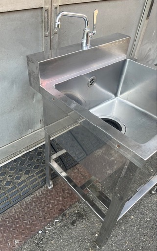 業務用 1槽シンク 蛇口付き 幅600×奥600×高さ800+BG100(mm) 一層シンク 一層 1層 一槽 店舗 厨房機器 流し台